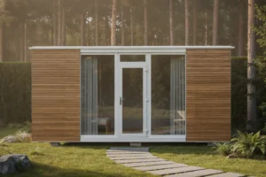 boxtainer - kontener biurowy - pawilon biurowy - kontener z drewnianą elewacją i witryną (5)