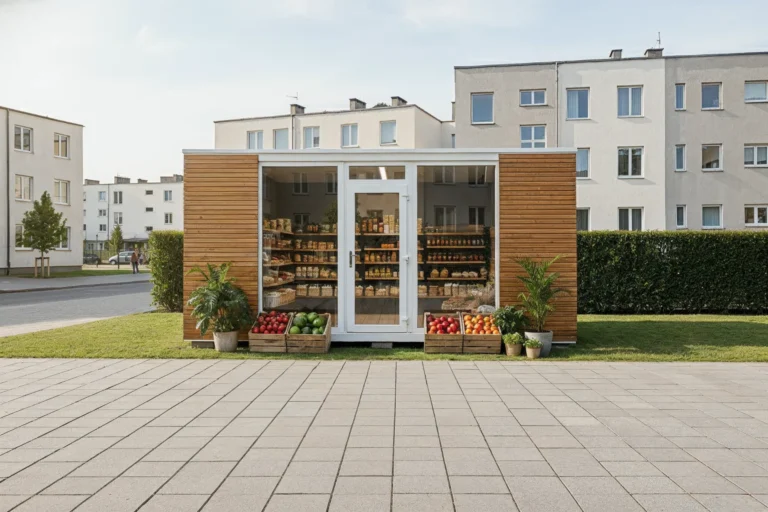 boxtainer - kontener biurowy - pawilon biurowy - kontener z drewnianą elewacją i witryną (6)