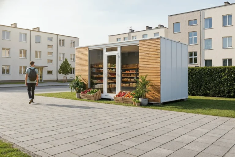 boxtainer - kontener biurowy - pawilon biurowy - kontener z drewnianą elewacją i witryną (8)