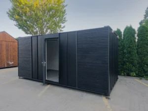 boxtainer - kontener gospodarczy - pomieszczenie gospodarcze - narzędziownia - czarna deska opalana (1)
