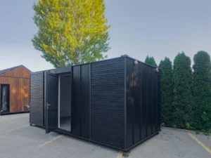 boxtainer - kontener gospodarczy - pomieszczenie gospodarcze - narzędziownia - czarna deska opalana (6)
